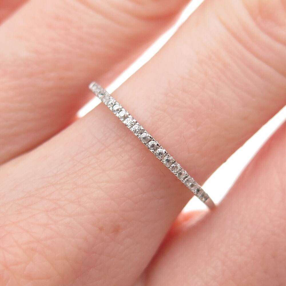 925 Sterling Silver Round-Cut C Z Half Eternity Statement Ring Size 7.25
